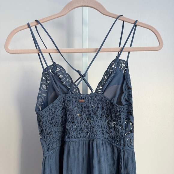 PINK Victoria's Secret Dainty Slip Blue Crochet Lace Spaghetti Strap Mini S NWT - Picture 8 of 9